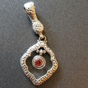 925 Sterling Silver‎ Red Zircon Pendant